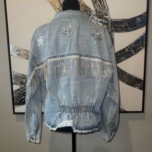 Women's Denim Jacket with Star Embellishments